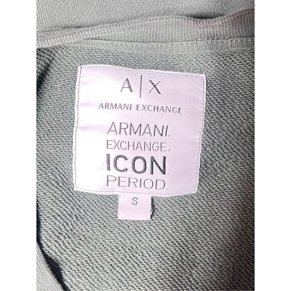 Armani Exchange Icon Period A/X Long Sleeve Green Embellished Pullover Sweatshir - Picture 4 of 4